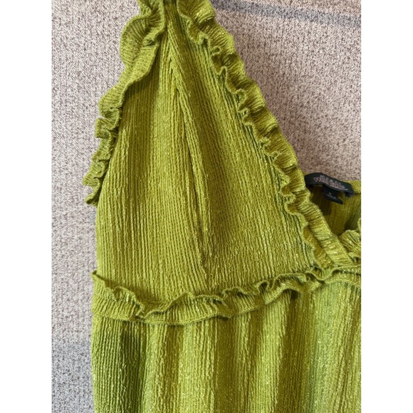 Wild Fable Lime Green Textured Shimmer Tiered Ruffle Mini Dress Womens Medium - Picture 2 of 5